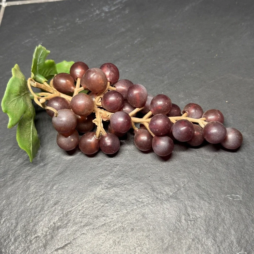 Vintage‎ MCM Artificial Grapes Faux Fruit Clusters Purple Green Black 3pc Set